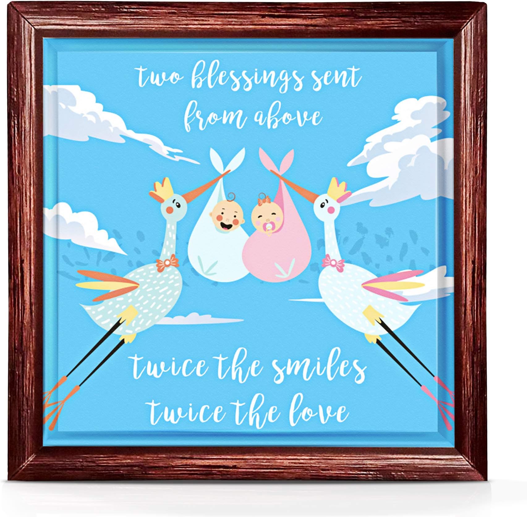 Twin Baby Gifts | 7x7 Ceramic Tile Artwork Gift for Twins | Perfect for Mom | Ideal Baby Gift for Room Decoration (Variation 2)