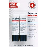 Aquaphor Lip Repair Stick - Soothes Dry Chapped Lips - Two(2) .17 Oz Sticks