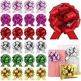 OULOVECO 24 pcs Gift Pull Bows Ribbon for Gift Wrapping Glitter Metallic Bow Present Gift Box Baskets Wedding Valentine Party Easter Bikes Treats Christmas (Mixed Colors-BB)