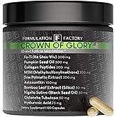 Formulation Factory Crown of Glory 10-in-1 Hair Growth Maximizer, DHT Blocker with Saw Palmetto, Fo-Ti, Collagen, Supports Thicker Hair & Scalp Health (2 Month Supply, 120 Capsules)