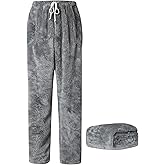 Cromoncent Men's Fuzzy Plush Pajama Pants, Fleece Fluffy Pj Pants for Men, Warm Winter Cozy Lounge Sleepwear Bottoms, XS-4XL