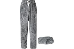 Cromoncent Men's Fuzzy Plush Pajama Pants, Fleece Fluffy Pj Pants for Men, Warm Winter Cozy Lounge Sleepwear Bottoms, XS-4XL