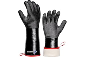 TANSYAN BBQ Gloves, 932°F Extreme Heat Resistant Gloves for Grill BBQ, Waterproof Long Sleeve Pit Grill Gloves for Fryer, Bak