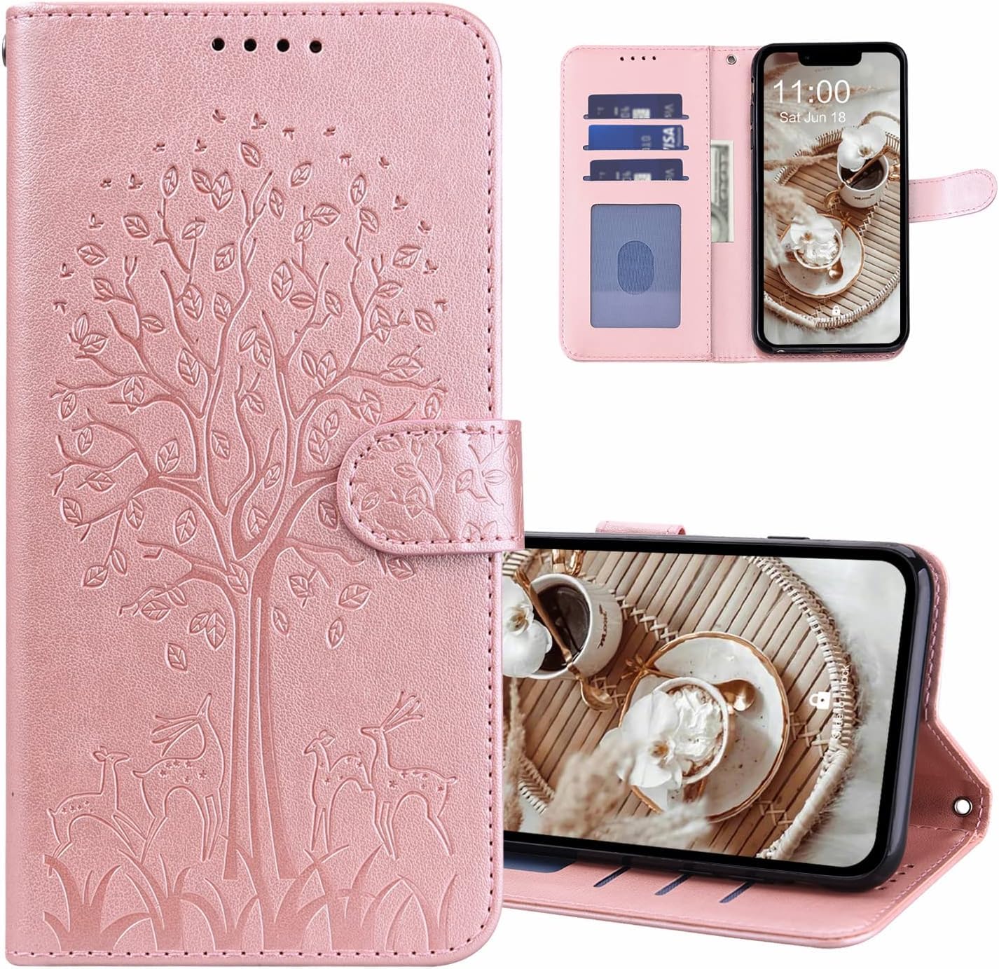 GLANDOTU Case for Xiaomi Redmi Note 10 4G /Note 10S /Xiaomi Poco M5S 6.43 inch, Flip Wallet PU Leather Cover with Card Slots and Stand Function for Xiaomi Redmi Note 10 Phone Cases 【Pink】 — image 1
