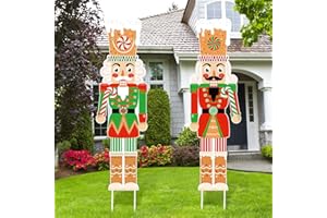 Capoda 2 Pcs Large Christmas Nutcracker Yard Sign with Stakes 39 x 13 Inch Outdoor Nutcracker Christmas Decorations Xmas Soldier Outdoor Signs Decor for Yard Garden Lawn Porch(Classic)