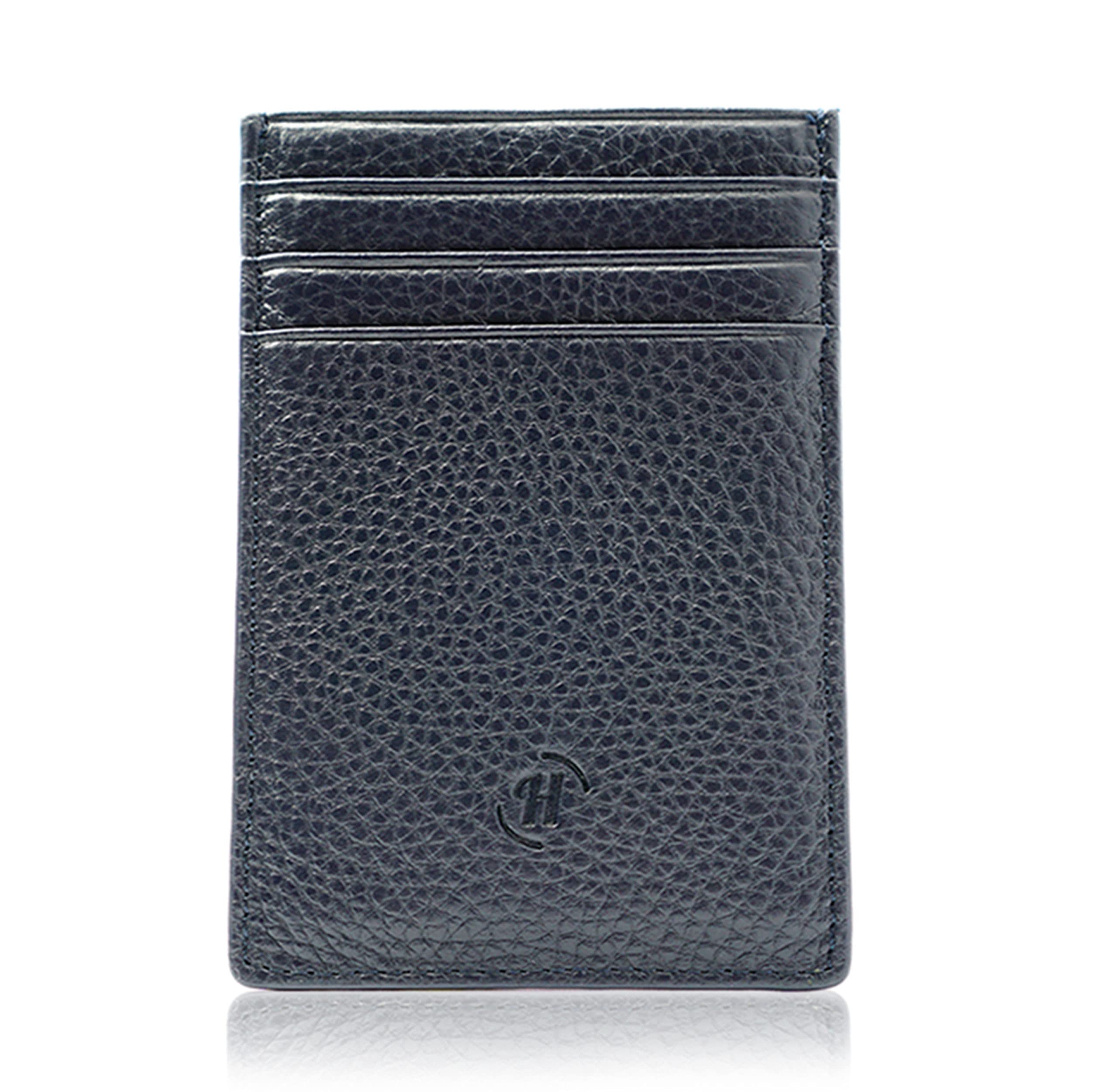 Hoq's Mens Card Holder Wallet - Small Minimalist Wallet with RFID Blocking - Pocket Friendly Mens Card Wallet, Vegan Leather - Smart, Compact & Super Slim to Reduce The Bulk - The Business