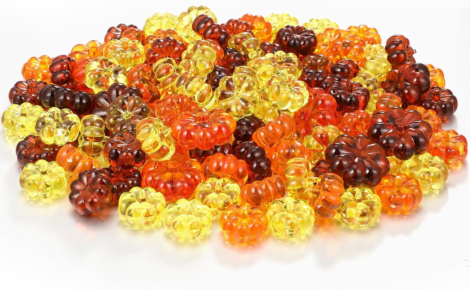 Vase Fillers - ZCYSRLQIN 120 Pcs Acrylic Pumpkin Ornaments Plastic Pumpkin Beads for Fall Decorations Party Halloween and Thanksgiving Fall-Themed Party, Harvest Festival, Autumn Table Scatter, Vase Filler