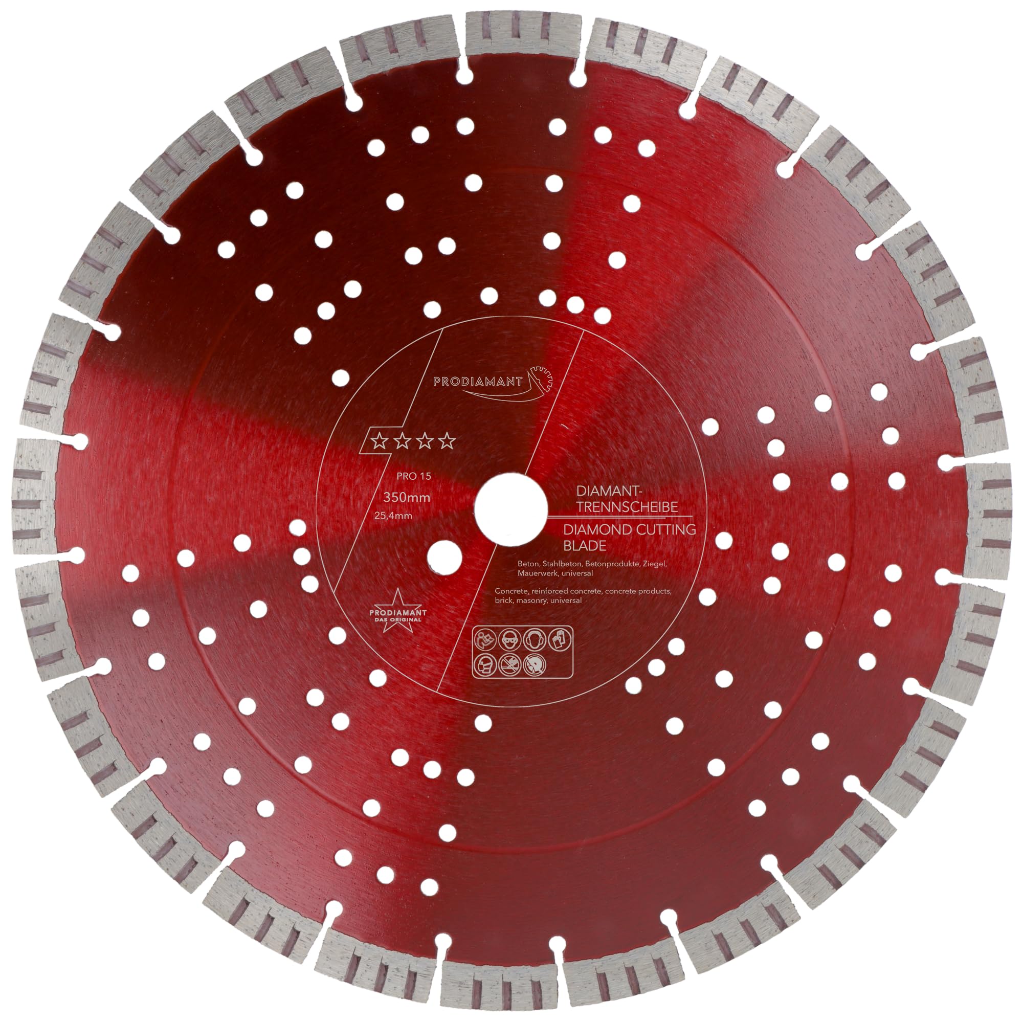 PRODIAMANT Premium diamond cutting disc concrete 350 mm 14 inch x 25.4 mm diamond saw blade 350mm segment height 15mm — image 1