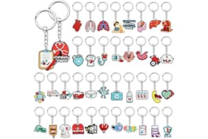 Cute Keychains Bulk, 40Pcs Cute Nurse Keychain Charms Cool Nursing Key Chain for Boys Girls Trinkets Funny Backpack Charms Ke