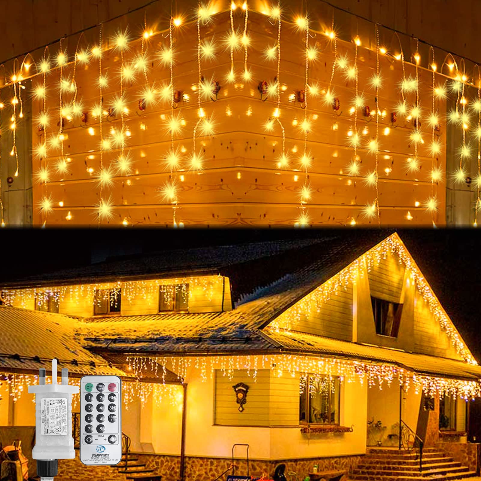 Icicle Lights Outdoor, 660 LED 15M+5M/66Ft Xmas Snowing Icicle Light, 120 Drops 8 Modes Waterproof Timer Indoor/Outdoor Icicle Christmas Lights for Roof, Garden, Christmas Decorations (Warm White)