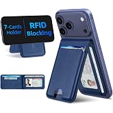 HiWe for MagSafe Wallet Stand, 6-Cards Holder, RFID Blocking | Stronger Magnetic Wallet for iPhone 18 Pro Max 18 Pro &amp;17 16 15 14 13 12 Series, ID Window, Navy Blue