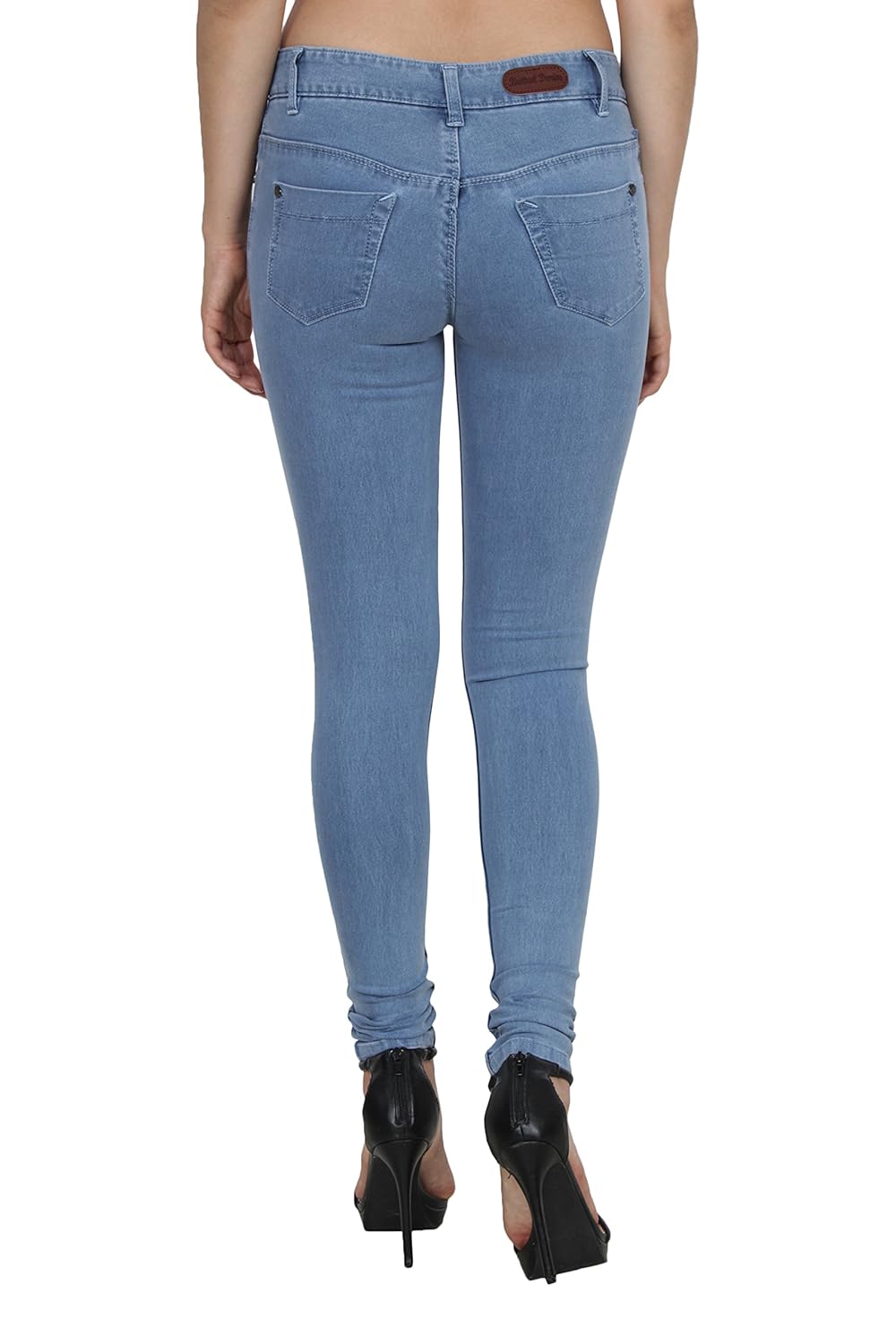 buttun silky soft skinny denim cotton jeans for women