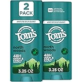 Tom&rsquo;s of Maine North Woods Antiperspirant, 3.25 oz (2 Pack) | No Artificial Fragrances, Dyes, or Preservatives, Baking Soda Free, 48-Hour Odor Protection