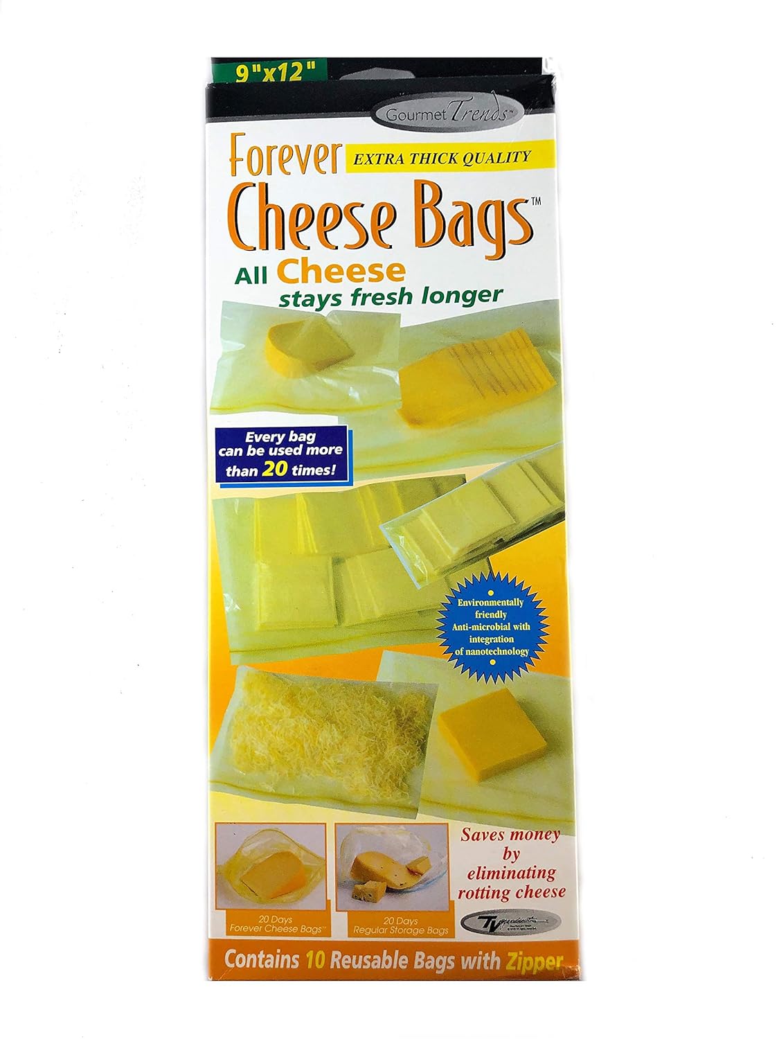 Forever Thick Reusable Antimicrobial Cheese Bags with a Zipper (10Pack