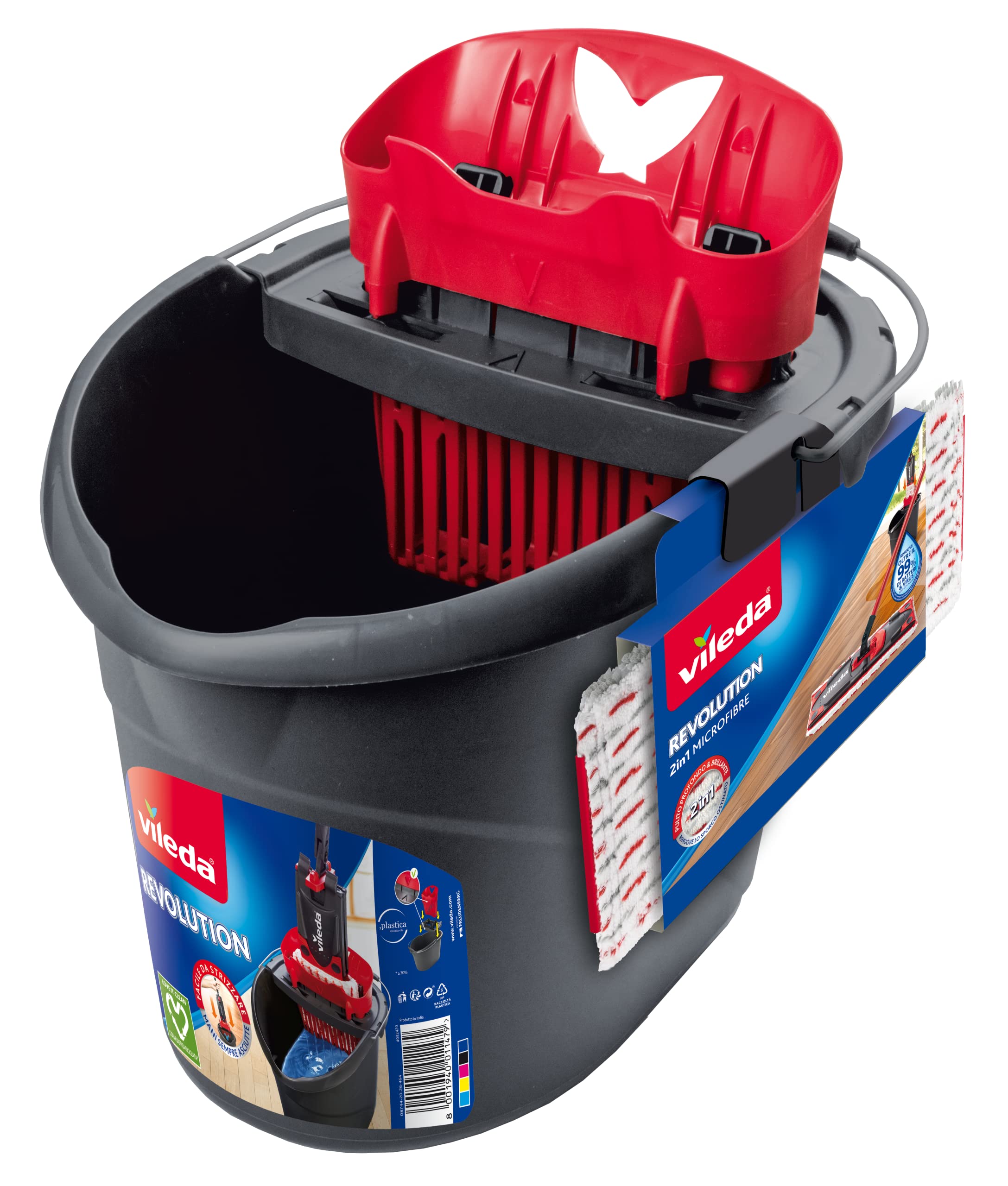 Vileda Supermocio Revolution 133493 System to the System Made From base plate Bucket and Wringer with Microfibre clean