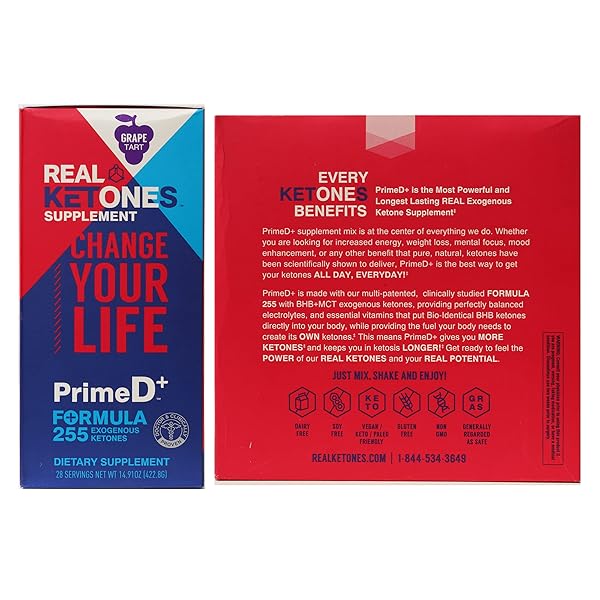 REAL KETONES EXOGENOUS KETO D BHB + MCT + ELECTROLYTES, CAFFEINE FREE DRINK MIX POWDER, GRAPE TART FOR RAPID KETOSIS (56 SERVINGS)