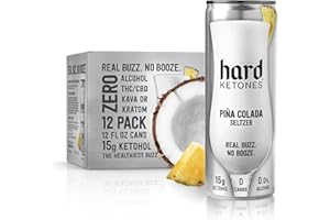 Hard Ketones Pina Colada Seltzer | Alcohol Alternative with 15g Ketohol | 12 Pack, 12 Oz Cans