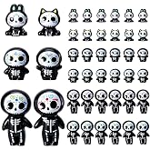 GGSTDDUP 36 Pcs Mini Resin Sugar Skull Figurines 6 Styles | Day Of The Dead Halloween Decor Mini Skull Statues Ideal Ornaments For Home Desk Table Cabinet Party Landscape Decoration