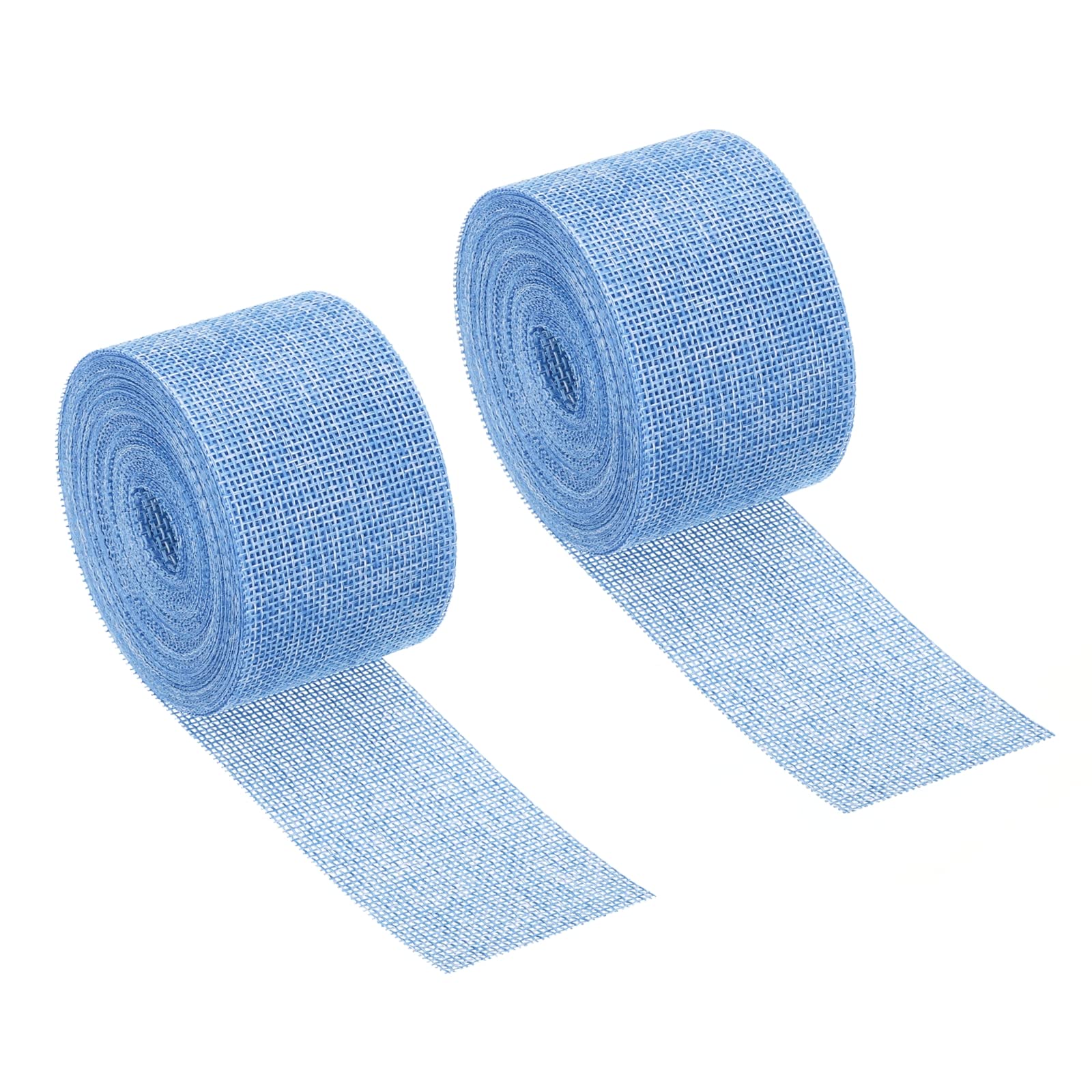 PATIKIL 2 Inch Wide 11 Yards Burlap Fabric Ribbon, 2 Pack Natural Wrapping Wire Jute Crafts Roll for Home DIY Wreath Wedding Christmas Decoration Light Blue