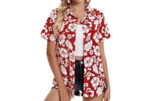 MIZVSITRD Hawaiian Shirts for Women Tropical Shirt Summer Beach Button Down Short Sleeve Blouses Floral Top Aloha Luau Outfits 2025