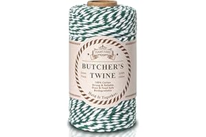 Ficelle de coton - 100 m - Vert et blanc - Ficelle de Noël pour emballage cadeau, artisanat, pâtisserie, boucherie, décoratio