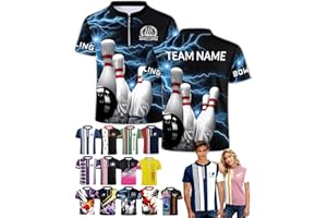 Custom Bowling Jersey 3D Personalized Polo Bowling Shirts with Name Unisex Customized Retro Team Shirt