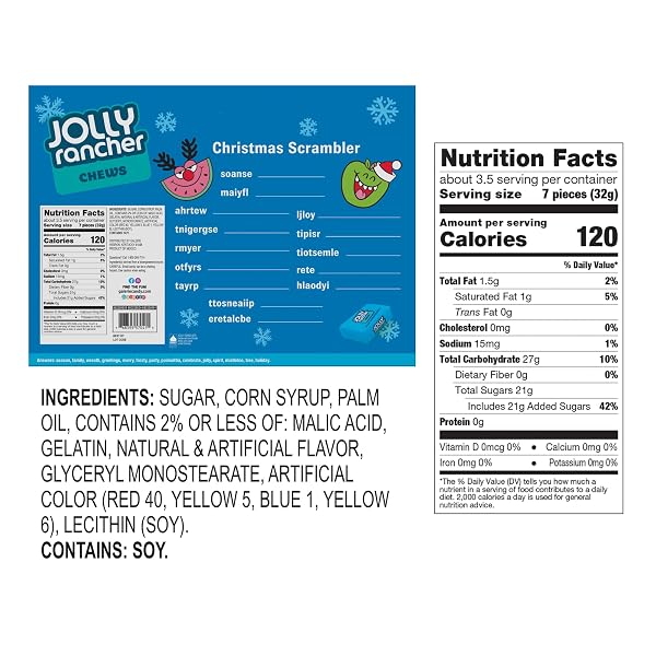 JOLLY RANCHER CHEWS CANDY ADVENT CALENDAR, 2024 COUNTDOWN TO CHRISTMAS, INDIVIDUALLY WRAPPED, FRUIT-FLAVORED TREATS, 24 DAYS