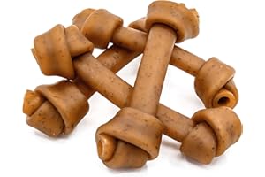Jungle Calling Rawhide Free Dog Treats, Peanut Butter Bones, 6.5'' Dog Chews for Medium Dogs and Large Dogs (Peanut Butter),4 Count (Pack of 1)