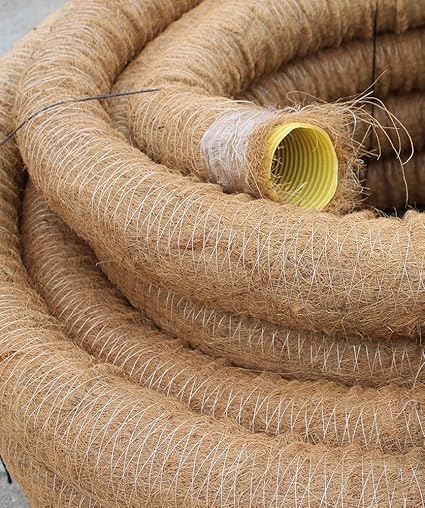 Drainagerohr DN 80 gelocht mit Kokosfilter, Kokos ummantelt, Drainage (20m) Doubleyou Geovlies & Baustoffe®