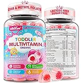 Organic Toddler Multivitamin Gummies + Omega-3 (DHA/EPA), Postbiotics | kids 2+ multivitamin | Vitamins A C D3 Methyl B12 Folate Zinc, for Immune, Digestive, Brain, Healthy Growth, Sugar-Free, 60Cts