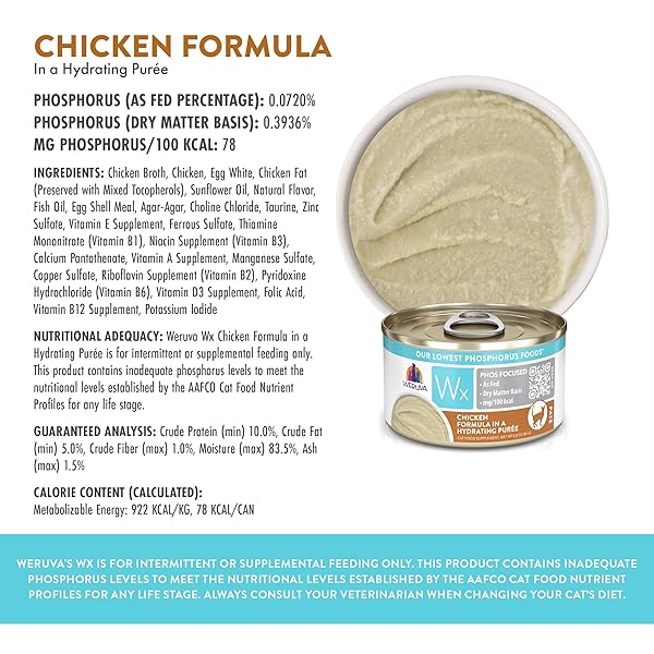 WERUVA WX PHOS FOCUSED, CHICKEN FORMULA IN A HYDRATING PURÉE, 3OZ CAN (PACK OF 12)