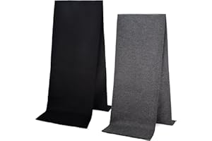 EINSKEY Men's Winter Scarf, 2-Pack Warm Cashmere Feel Striped Color Check Tartan Plaid Tassel Soft Long Fashion Neck Scarves