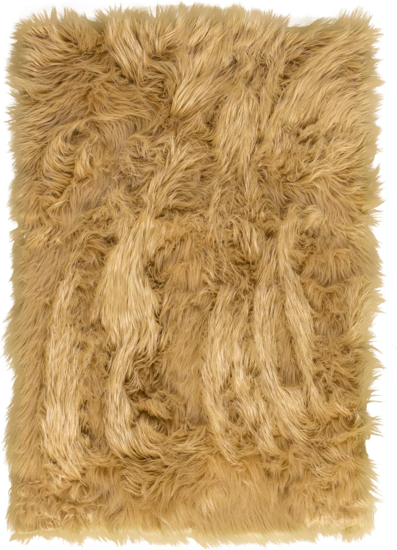 Super Area Rugs Ultra Soft & Fluffy Faux Sheepskin Rug, Light Brown 3 x 5 Feet Carpet for Bedroom Living Room