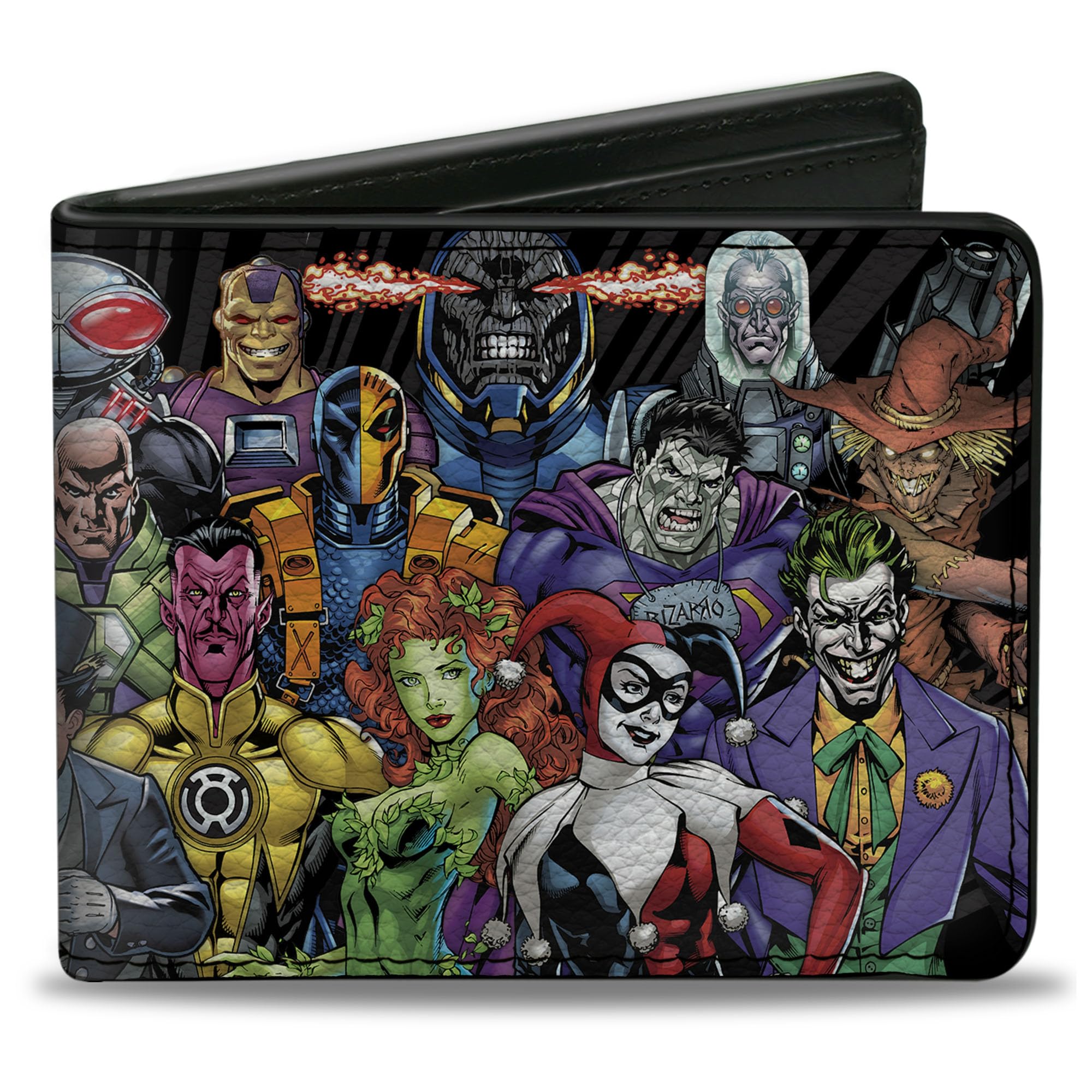Buckle-Down Men's PU Bifold Wallet-DC 23-Villains Group Pose Black/Gray, Multicolor, 4.0" x 3.5", Multicolor, 4.0" x 3.5"