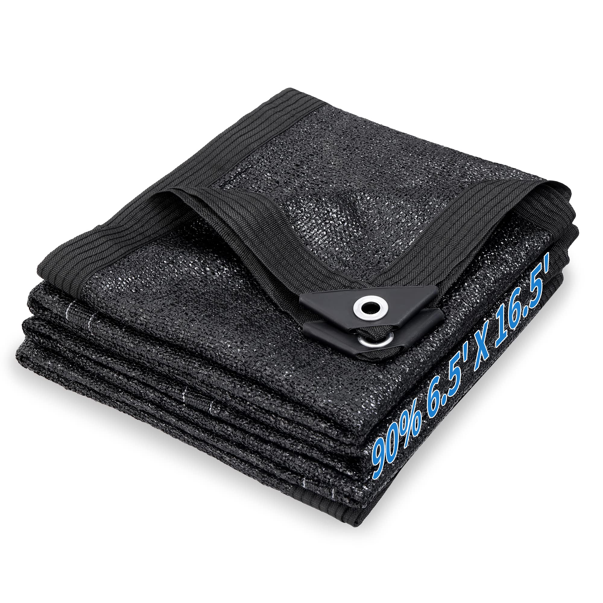 EMEKIAN 90% Black Sunblock Shade Cloth, UV Resistant Net Sun Mesh Shade Canopy with Grommets, Outdoor Shade Mesh Cover Tarp for Greenhouse, Garden, Patio, Backyard, Swimming Pool, Plants (2m x 5m)