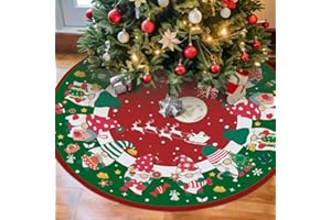 ROVOZAR Christmas Tree Skirt 36in, Gnomes Christmas Decor for Tree, Xmas Tree Mat for Christmas New Year Holiday Party Decor