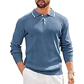 COOFANDY Mens Knit Polo Sweaters Long Sleeve Vintage Polos Casual Dress Pullover Old Money Tops