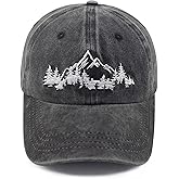 GzacDeope Mountain Trees Hat for Men Women, Funny Adjustable Cotton Embroidered Camping Hiking Explore Outdoor Baseball Cap
