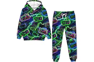 uideazone 5-14T Boys Hoodie Pant Sets Sweatsuit 3D Print Hooded Sweatshirt Sweatpant Set Kids 2 Piece Outfits Tracksuit