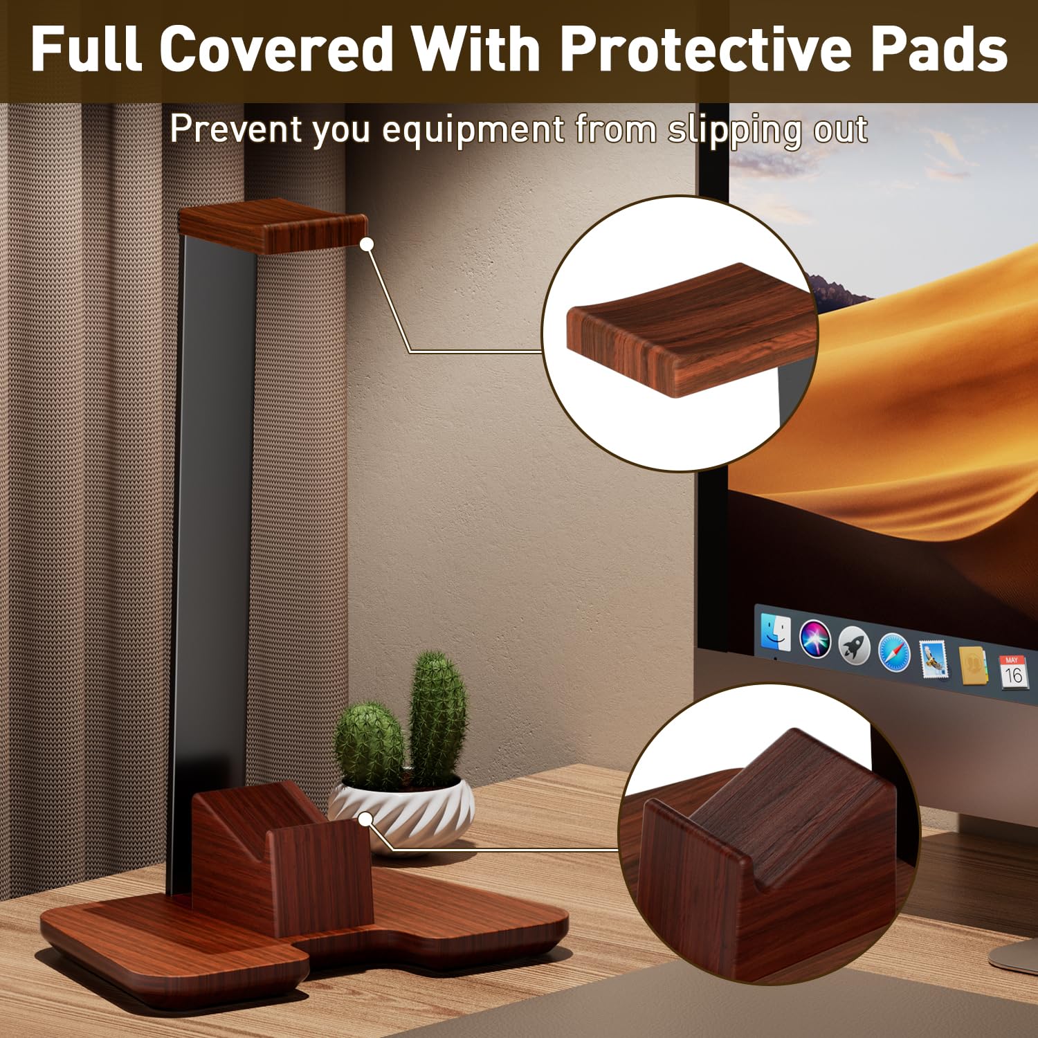 Controller Stand Wood Headphone Stand for Desk Gaming Desk Accessories Controller Holder for Gaming Equipment Headset Holder