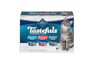 Blue Buffalo Tastefuls Natural Pate Wet Cat Food Variety Pack, Salmon, Chicken, Ocean Fish & Tuna Entrées 3-oz Cans (12 Count - 4 of Each Flavor)