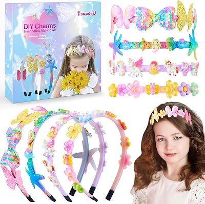 TsuperU Girls Craft Kit DIY Headband Charms Hair Accessories Toy Age 5-12 Years