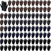 Handepo 100 Pairs Adult Knit Gloves Bulk Winter Warm Stretchy Gloves for Cold Weather Outdoor Sports Skiing Donation Gifts