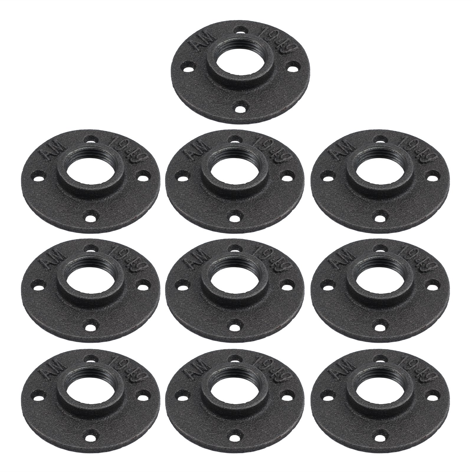eSynic 1 Inch 10 Pcs Floor Flange Malleable Iron Pipe Fittings Wall Rusty Industrial for Industrial Pipe, Furniture and DIY Decorate