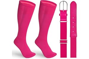 WERFORU Baseball Socks and Belt Combo Set Boys Baseball Belt and Socks Elastic Softball Socks and Belt for Adults and Youth