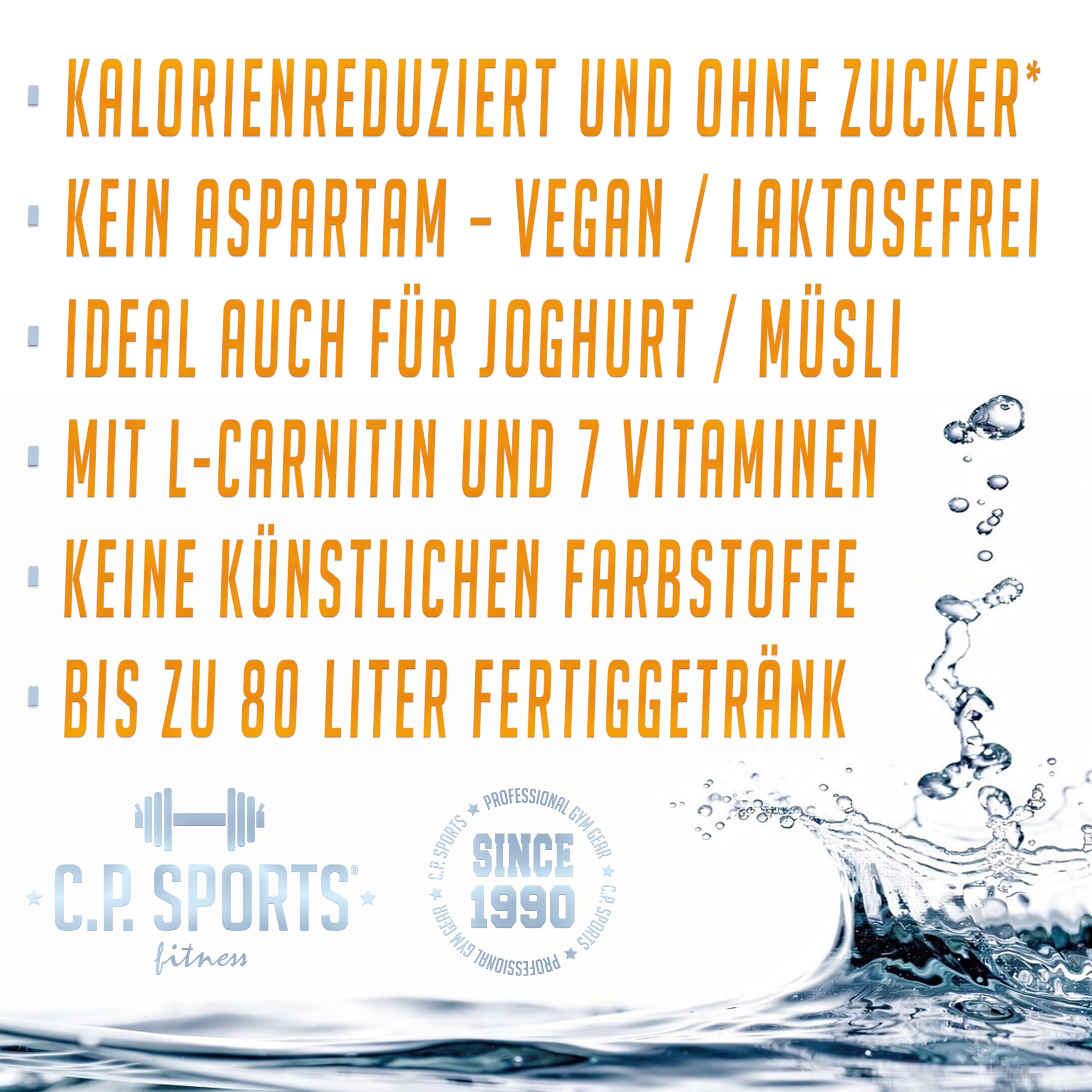 C.P. Sports Getränkesirup EISTEE-PFIRSICH für Mineraldrink mit Vitaminen I Sirup ZUCKERFREI* für Vital-Drink I Getränkekonzentrat zum Mixen mit Wasser für Getränk 1 Liter + Pumpspender 7