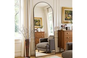 Furnbar Full Length Mirror, 59"x18" Arched Full Body Mirror, Floor Mirrors with Stand, Body Mirrors Standing Hanging Leaning Against Wall,Aluminum Frame Mirrors for Bedroom Cloakroom,Living Room,Black
