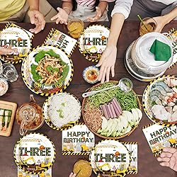 96 Pcs Construction 3rd Birthday Party Supplies