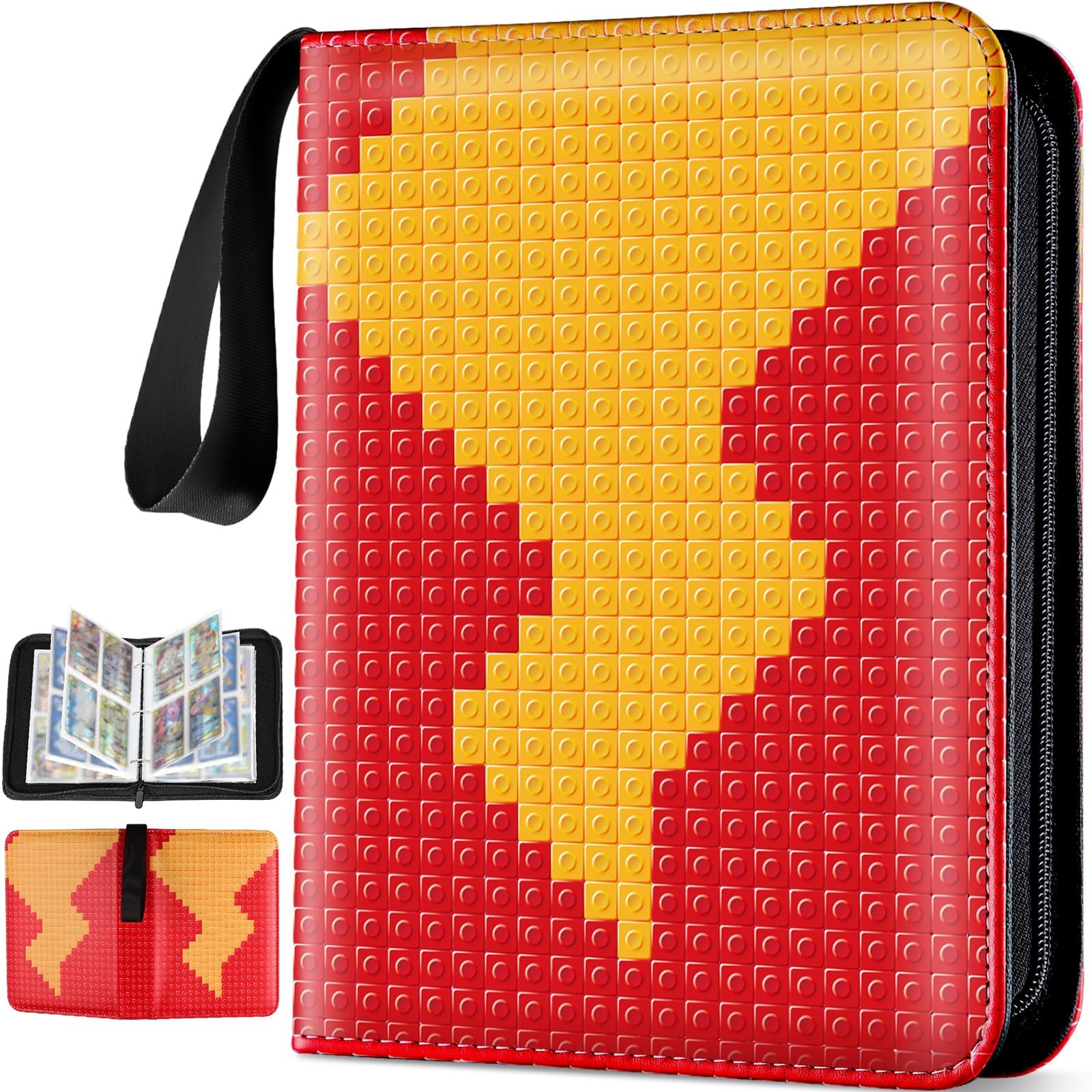 Card Binder for Pokemon, 4 Pocket 55 Page Trading Card Holder Album 440 Pocket, Zipper Card Folder Book