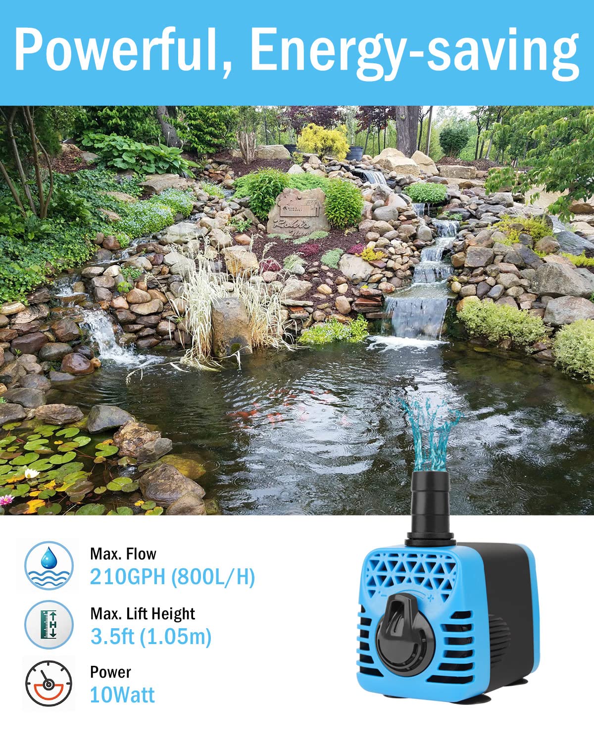 AQUANEAT 2-Pack 480GPH Submersible Water Pumps For Aquarium, Fountain, Hydroponics